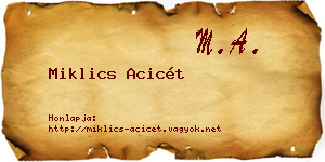 Miklics Acicét névjegykártya